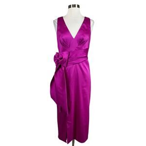 Aidan Mattox Sleeveless Midi Sheath Cocktail Party Dress Colorful Pink Size 6